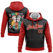 Загрузить изображение в средство просмотра галереи, Custom Stitched Black Red-Cream Funny Christmas 3D Sports Pullover Sweatshirt Hoodie