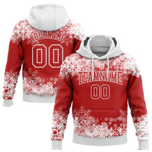 Загрузить изображение в средство просмотра галереи, Custom Stitched Red White Christmas Snowflakes 3D Sports Pullover Sweatshirt Hoodie