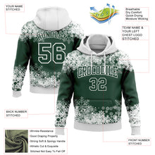 Загрузить изображение в средство просмотра галереи, Custom Stitched Green White Christmas Snowflakes 3D Sports Pullover Sweatshirt Hoodie