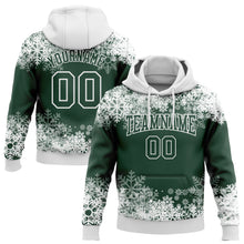 Загрузить изображение в средство просмотра галереи, Custom Stitched Green White Christmas Snowflakes 3D Sports Pullover Sweatshirt Hoodie