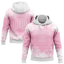 Загрузить изображение в средство просмотра галереи, Custom Stitched Light Pink White Christmas Snowflakes 3D Sports Pullover Sweatshirt Hoodie