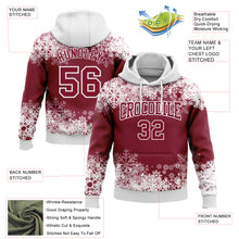 Charger l'image dans la galerie, Custom Stitched Crimson White Christmas Snowflakes 3D Sports Pullover Sweatshirt Hoodie