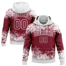 Charger l'image dans la galerie, Custom Stitched Crimson White Christmas Snowflakes 3D Sports Pullover Sweatshirt Hoodie
