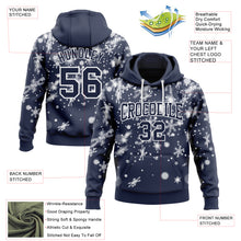 Загрузить изображение в средство просмотра галереи, Custom Stitched Navy White Christmas Snowflakes 3D Sports Pullover Sweatshirt Hoodie