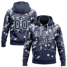 Загрузить изображение в средство просмотра галереи, Custom Stitched Navy White Christmas Snowflakes 3D Sports Pullover Sweatshirt Hoodie