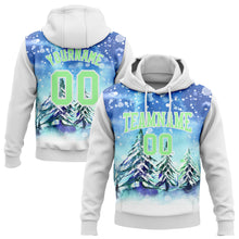 Laden Sie das Bild in den Galerie-Viewer, Custom Stitched White Pea Green Christmas Snowflakes 3D Sports Pullover Sweatshirt Hoodie