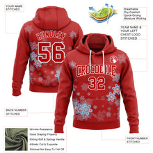 Laden Sie das Bild in den Galerie-Viewer, Custom Stitched Red White Christmas Snowflakes 3D Sports Pullover Sweatshirt Hoodie
