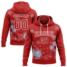 Laden Sie das Bild in den Galerie-Viewer, Custom Stitched Red White Christmas Snowflakes 3D Sports Pullover Sweatshirt Hoodie