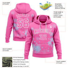 Charger l'image dans la galerie, Custom Stitched Pink White Christmas Snowflakes 3D Sports Pullover Sweatshirt Hoodie