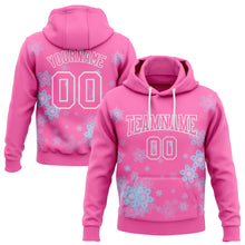 Charger l'image dans la galerie, Custom Stitched Pink White Christmas Snowflakes 3D Sports Pullover Sweatshirt Hoodie