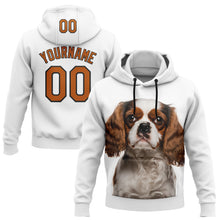 Laden Sie das Bild in den Galerie-Viewer, Custom Stitched White Texas Orange-Black 3D Pattern Design King Charles Dog Sports Pullover Sweatshirt Hoodie