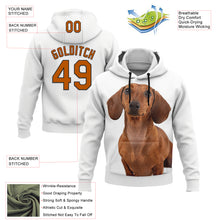 Laden Sie das Bild in den Galerie-Viewer, Custom Stitched White Texas Orange-Black 3D Pattern Design Dachshund Dog Sports Pullover Sweatshirt Hoodie