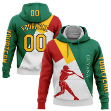 Load image into Gallery viewer, Custom Kelly Green Gold Red-Black 3D Guyana Guyana Flag Sports Pullover Sweatshirt Hoodie