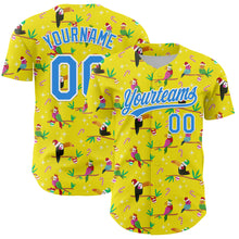 Загрузить изображение в средство просмотра галереи, Custom Light Yellow Electric Blue-White 3D Funny Christmas Authentic Baseball Jersey