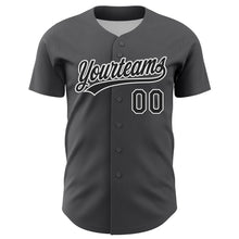 Загрузить изображение в средство просмотра галереи, Custom Steel Gray Black-White 3D Pattern Design Black History Month Authentic Baseball Jersey