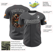 Загрузить изображение в средство просмотра галереи, Custom Steel Gray Black-White 3D Pattern Design Black History Month Authentic Baseball Jersey