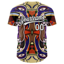 Загрузить изображение в средство просмотра галереи, Custom Dark Purple White-Black 3D Pattern Design Black History Month Authentic Baseball Jersey