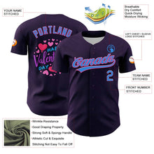 Загрузить изображение в средство просмотра галереи, Custom Purple Electric Blue-Pink 3D Love Heart Valentine's Day Authentic Baseball Jersey