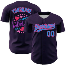 Загрузить изображение в средство просмотра галереи, Custom Purple Electric Blue-Pink 3D Love Heart Valentine's Day Authentic Baseball Jersey