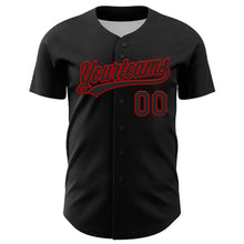 Загрузить изображение в средство просмотра галереи, Custom Black Red 3D Love Heart Valentine's Day Authentic Baseball Jersey