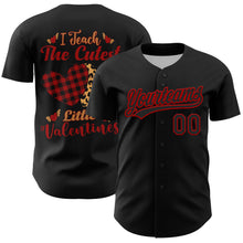 Загрузить изображение в средство просмотра галереи, Custom Black Red 3D Love Heart Valentine's Day Authentic Baseball Jersey