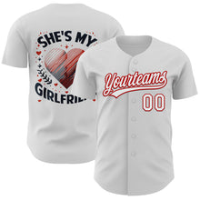 Загрузить изображение в средство просмотра галереи, Custom White Red 3D Love Heart Valentine's Day Authentic Baseball Jersey