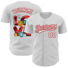 Загрузить изображение в средство просмотра галереи, Custom White Red 3D Love Heart Valentine's Day Authentic Baseball Jersey