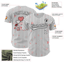 Load image into Gallery viewer, Custom White Black Pinstripe Black 3D Love Heart Valentine's Day Authentic Baseball Jersey