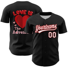 Загрузить изображение в средство просмотра галереи, Custom Black White-Red 3D Love Heart Valentine's Day Authentic Baseball Jersey