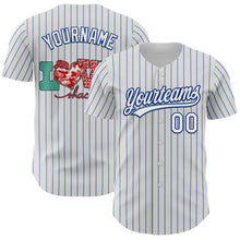 Загрузить изображение в средство просмотра галереи, Custom White Royal Pinstripe Royal 3D Love Heart Valentine's Day Authentic Baseball Jersey
