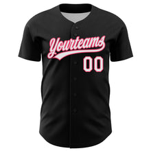 Загрузить изображение в средство просмотра галереи, Custom Black White-Neon Pink 3D Love Heart Valentine's Day Authentic Baseball Jersey