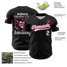 Загрузить изображение в средство просмотра галереи, Custom Black White-Neon Pink 3D Love Heart Valentine's Day Authentic Baseball Jersey