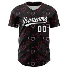 Загрузить изображение в средство просмотра галереи, Custom Black White 3D Love Heart Valentine's Day Authentic Baseball Jersey