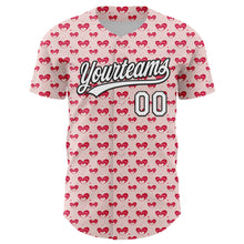Загрузить изображение в средство просмотра галереи, Custom Light Pink White-Black 3D Love Heart Valentine's Day Authentic Baseball Jersey