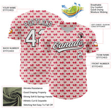 Загрузить изображение в средство просмотра галереи, Custom Light Pink White-Black 3D Love Heart Valentine's Day Authentic Baseball Jersey