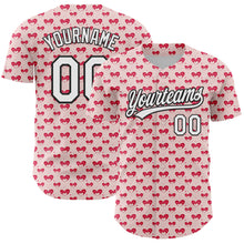 Загрузить изображение в средство просмотра галереи, Custom Light Pink White-Black 3D Love Heart Valentine's Day Authentic Baseball Jersey