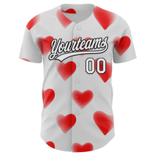 Загрузить изображение в средство просмотра галереи, Custom White Black 3D Love Heart Valentine's Day Authentic Baseball Jersey