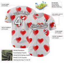 Загрузить изображение в средство просмотра галереи, Custom White Black 3D Love Heart Valentine's Day Authentic Baseball Jersey