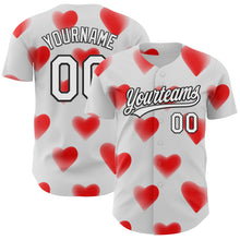 Загрузить изображение в средство просмотра галереи, Custom White Black 3D Love Heart Valentine's Day Authentic Baseball Jersey