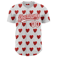 Загрузить изображение в средство просмотра галереи, Custom White Red 3D Love Heart Valentine's Day Authentic Baseball Jersey