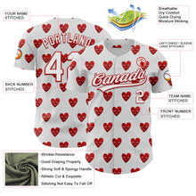 Загрузить изображение в средство просмотра галереи, Custom White Red 3D Love Heart Valentine's Day Authentic Baseball Jersey