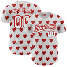 Загрузить изображение в средство просмотра галереи, Custom White Red 3D Love Heart Valentine's Day Authentic Baseball Jersey