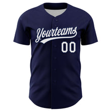 Загрузить изображение в средство просмотра галереи, Custom Navy White 3D Love Heart Valentine's Day Authentic Baseball Jersey
