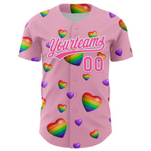 Загрузить изображение в средство просмотра галереи, Custom Light Pink Pink-White 3D Love Heart Valentine's Day Authentic Baseball Jersey
