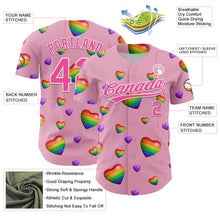 Загрузить изображение в средство просмотра галереи, Custom Light Pink Pink-White 3D Love Heart Valentine's Day Authentic Baseball Jersey