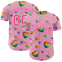 Загрузить изображение в средство просмотра галереи, Custom Light Pink Pink-White 3D Love Heart Valentine's Day Authentic Baseball Jersey