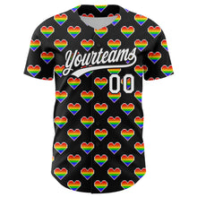 Загрузить изображение в средство просмотра галереи, Custom Black White 3D Love Heart Valentine's Day Authentic Baseball Jersey