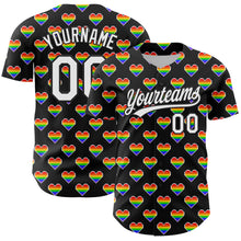Загрузить изображение в средство просмотра галереи, Custom Black White 3D Love Heart Valentine's Day Authentic Baseball Jersey