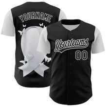 Загрузить изображение в средство просмотра галереи, Custom Black White 3D Lung Cancer Ribbon Authentic Baseball Jersey