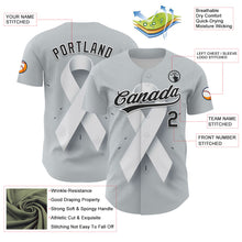 Загрузить изображение в средство просмотра галереи, Custom Gray Black White 3D Lung Cancer Ribbon Authentic Baseball Jersey